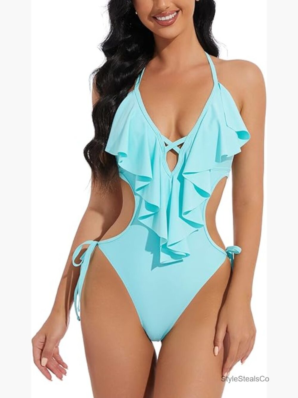 Flounce Cutout One Piece Swimsuit Monokini Bathing Suit